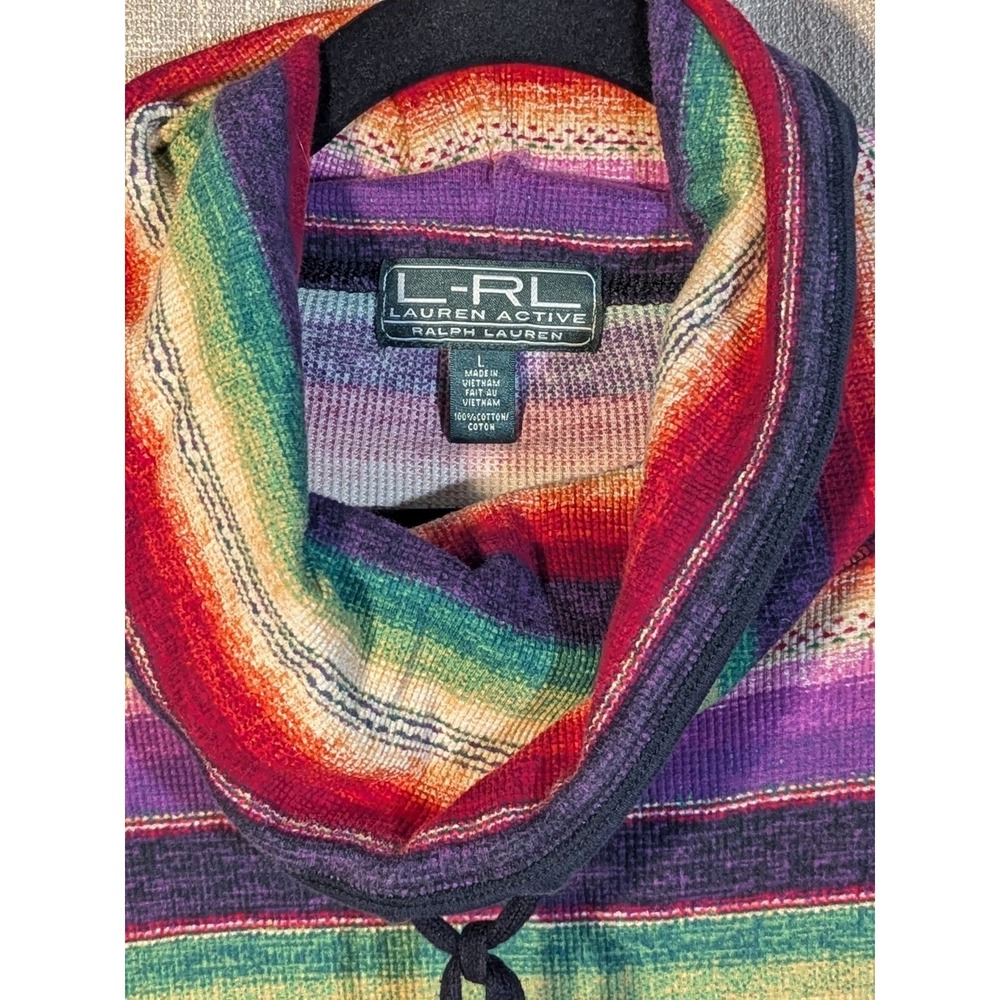 Lauren-RL Large Active Ralph Lauren Womens Southwestern Cowl Neck Thermal Shirt - Picture 2 of 7